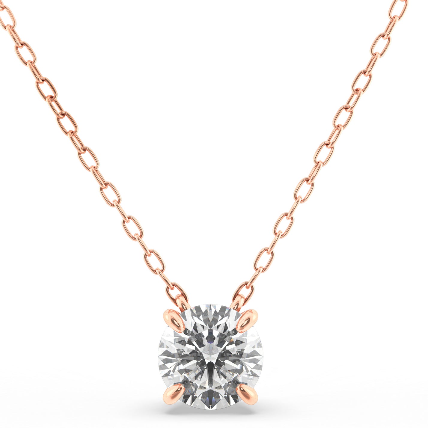 Round Brilliant Diamond Classic 4-Prong Necklace