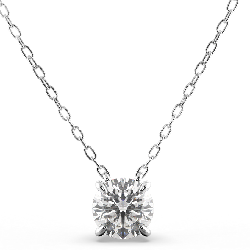 Round Brilliant Diamond Classic 4-Prong Necklace