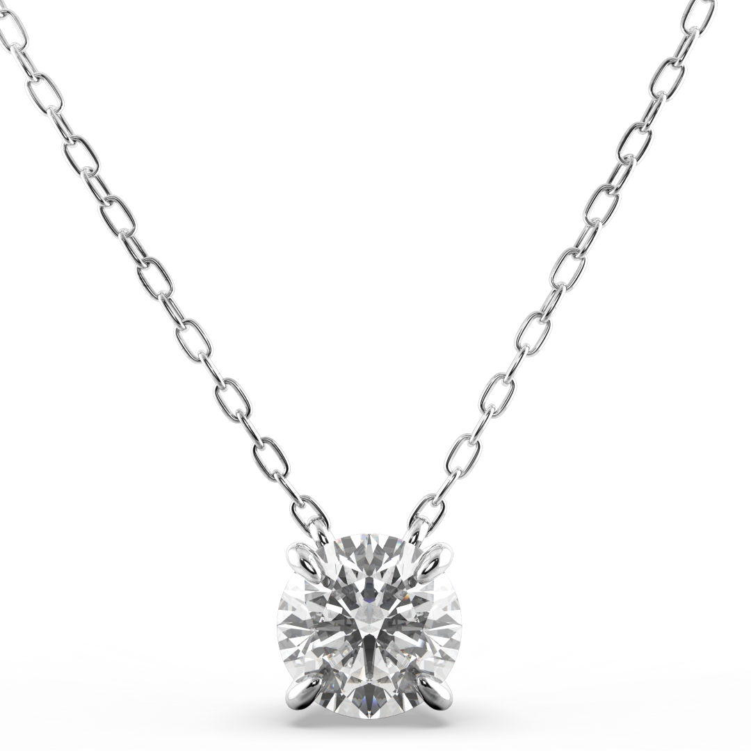Round Brilliant Diamond Classic 4-Prong Necklace