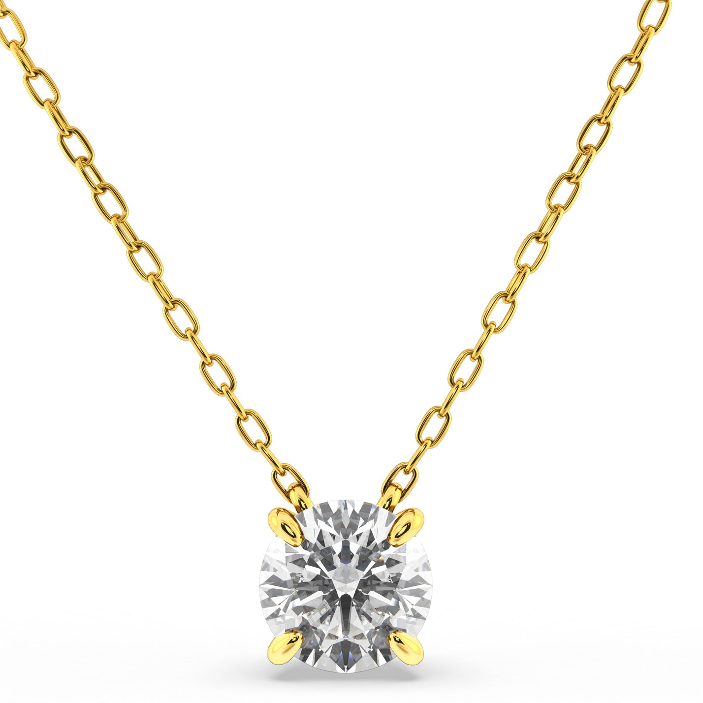 Round Brilliant Diamond Classic 4-Prong Necklace