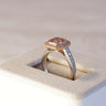 Aveline, IGI 2.11ct Asscher Cut Fancy Intense Pink Lab Diamond, 18K+PT950 Vintage Halo Ring
