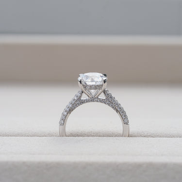 Clarisse, Round Brilliant Diamond Triple Pavé Ring with Hidden Halo