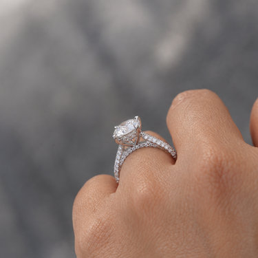 Clarisse, Round Brilliant Diamond Triple Pavé Ring with Hidden Halo