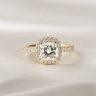 Stella, IGI 1.5ct Cushion Lab Diamond,  18K Yellow Gold Halo Pavé Ring