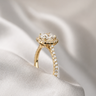 Stella, IGI 1.5ct Cushion Lab Diamond,  18K Yellow Gold Halo Pavé Ring