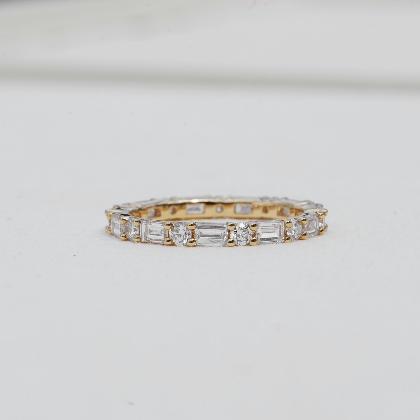 Evelisse, 1.42ct Baguette & Round Lab Diamond, 18K Yellow Gold Eternity Wedding Ring