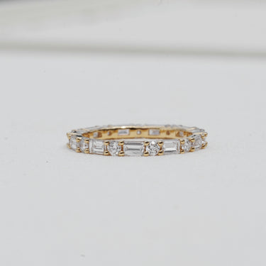 Evelisse, 1.42ct Baguette & Round Lab Diamond, 18K Yellow Gold Eternity Wedding Ring