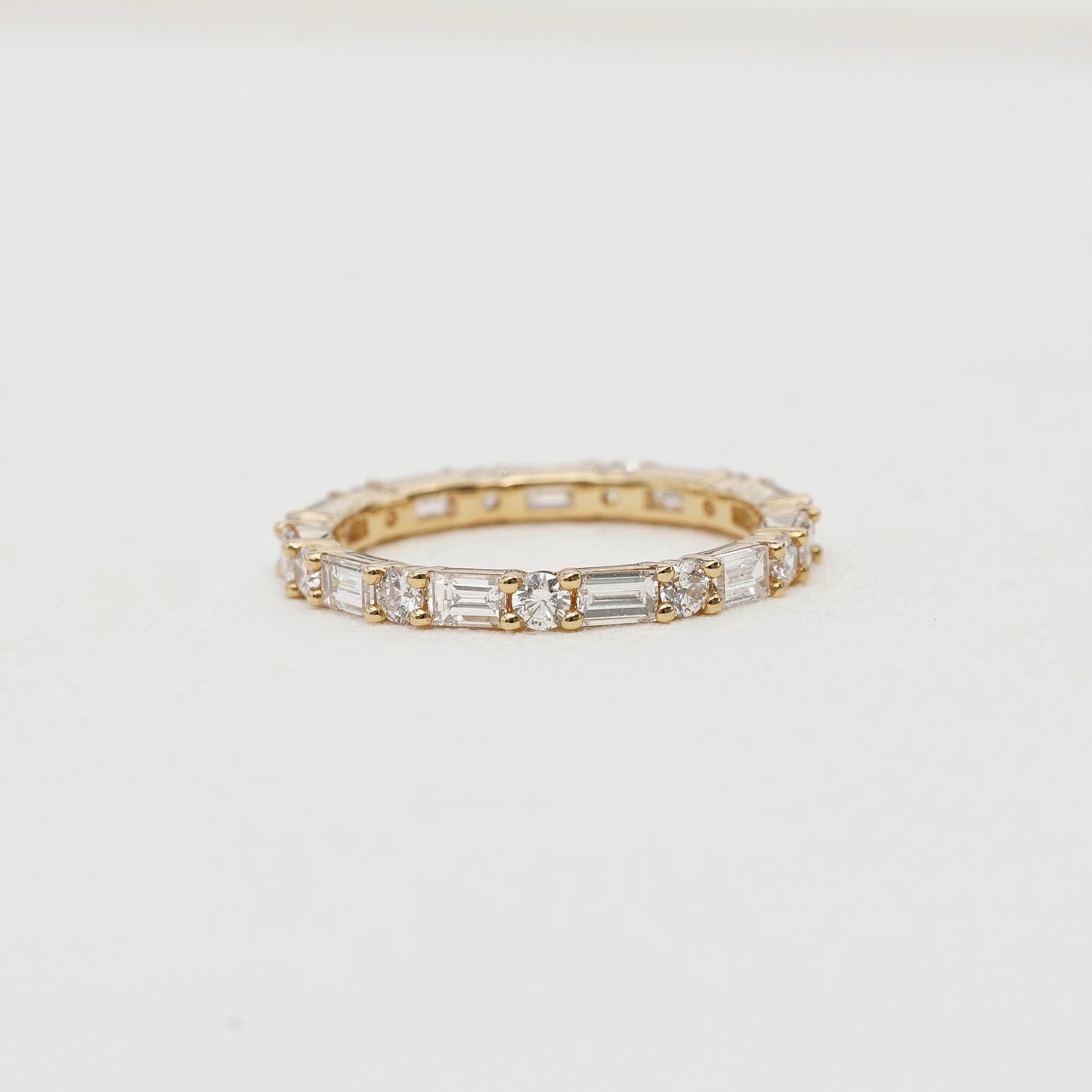 Evelisse, 1.42ct Baguette & Round Lab Diamond, 18K Yellow Gold Eternity Wedding Ring