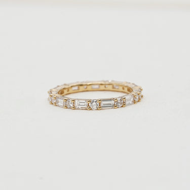 Evelisse, 1.42ct Baguette & Round Lab Diamond, 18K Yellow Gold Eternity Wedding Ring