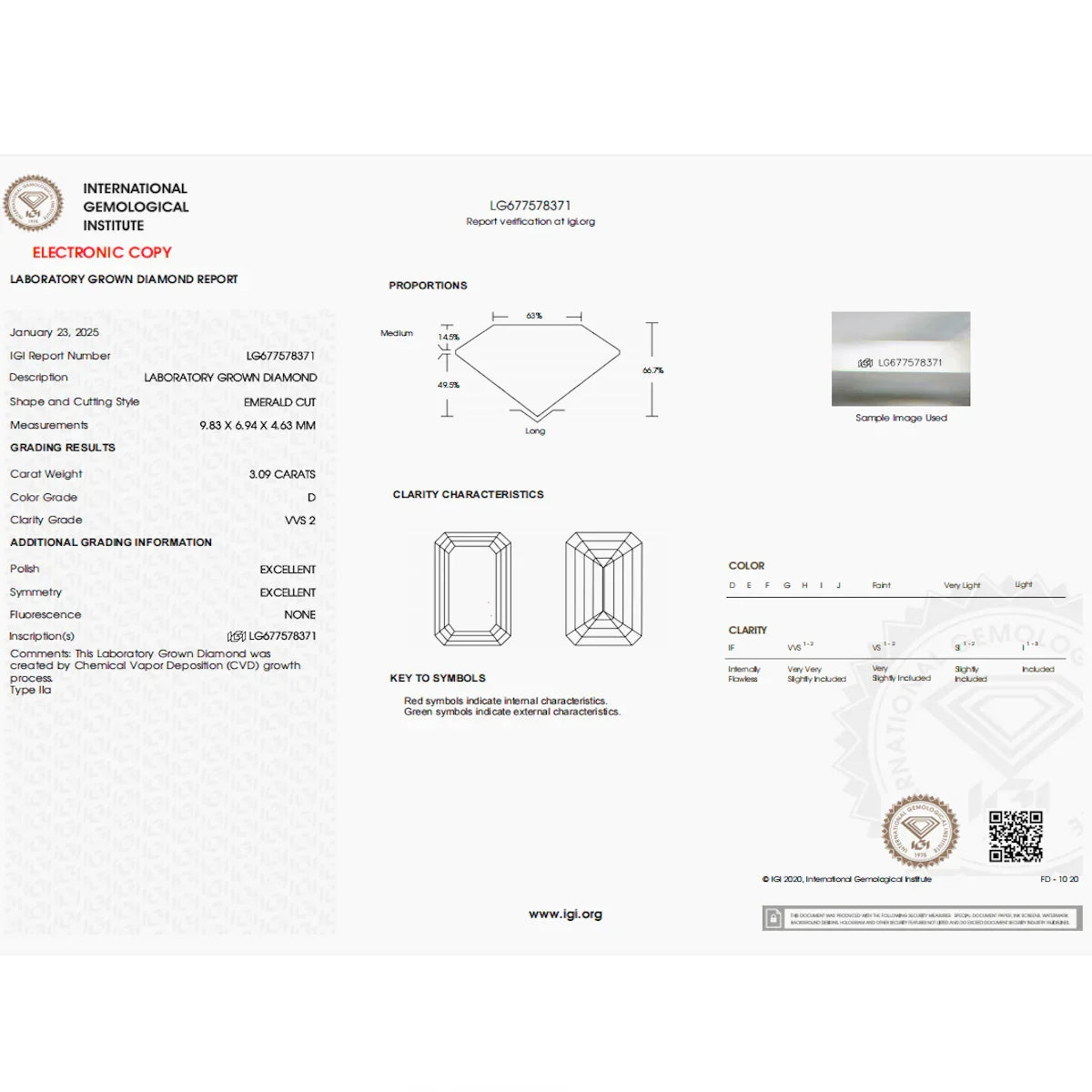 The Promise, IGI 3.09ct D VVS2 Emerald Cut Lab Diamond, PT950 Trilogy Ring with lab Sapphire Accents
