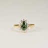 Lavinia, IGI 1.0ct Vintage Oval-Cut Fancy Vivid Green Lab Diamond , 18K Yellow Gold Halo Engagement Ring