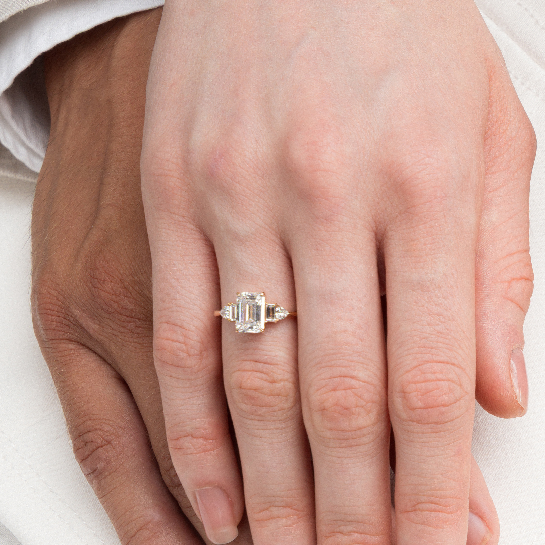 The Chapters, IGI 2.08ct Emerald Cut Lab Diamond, 18K Yellow Gold Engagement Ring