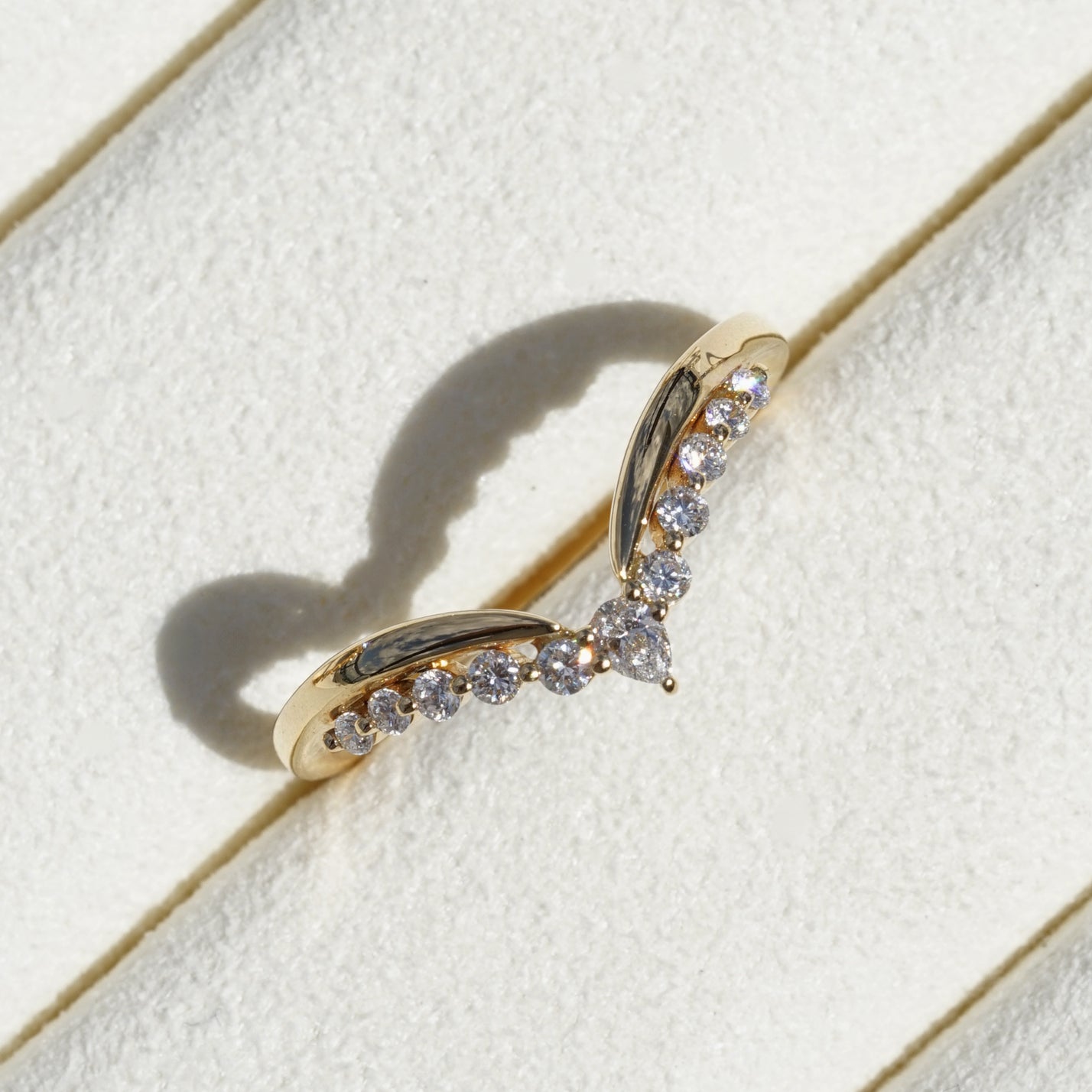 Seraphine, 0.21ct Pear & Round Nesting Lab Diamond, 18K Yellow Gold Wedding Ring