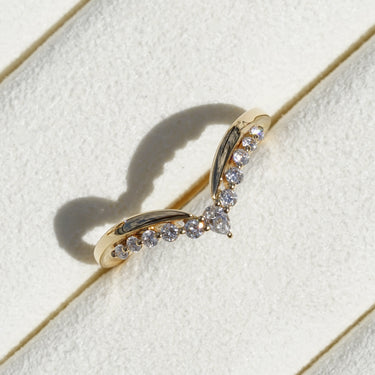 Seraphine, 0.21ct Pear & Round Nesting Lab Diamond, 18K Yellow Gold Wedding Ring