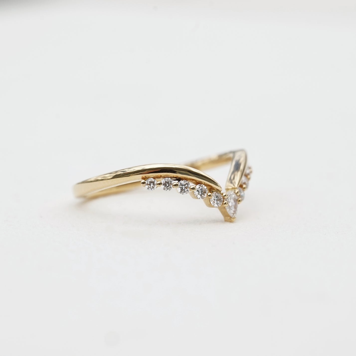 Seraphine, 0.21ct Pear & Round Nesting Lab Diamond, 18K Yellow Gold Wedding Ring