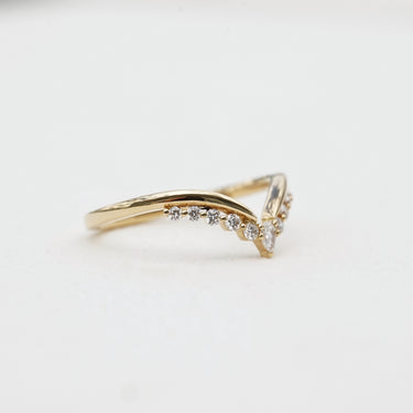 Seraphine, 0.21ct Pear & Round Nesting Lab Diamond, 18K Yellow Gold Wedding Ring