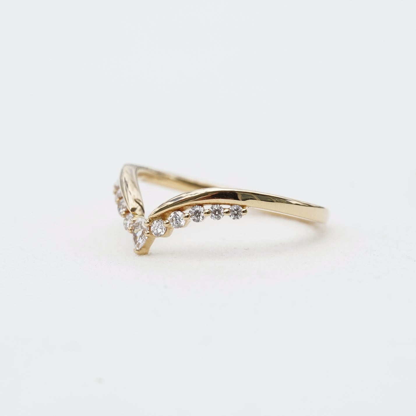 Seraphine, 0.21ct Pear & Round Nesting Lab Diamond, 18K Yellow Gold Wedding Ring