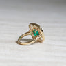 Sugarloaf, 5.52ct Cabochon Lab Emerald, 18K Yellow Gold Halo Vintage Ballerina Ring