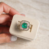 Sugarloaf, 5.52ct Cabochon Lab Emerald, 18K Yellow Gold Halo Vintage Ballerina Ring