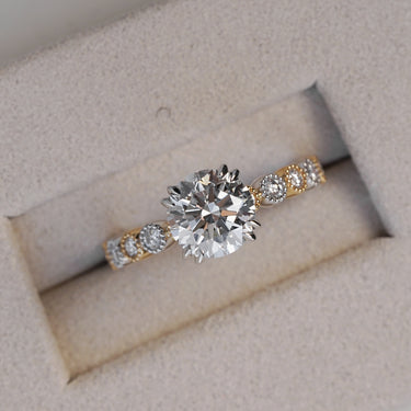 Amelia, IGI Vintage Milgrain Round Brilliant Diamond Ring
