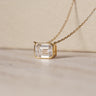 IGI 2.06ct Emerald Cut Lab Diamond, 18K Yellow Gold Bezel Set Necklace