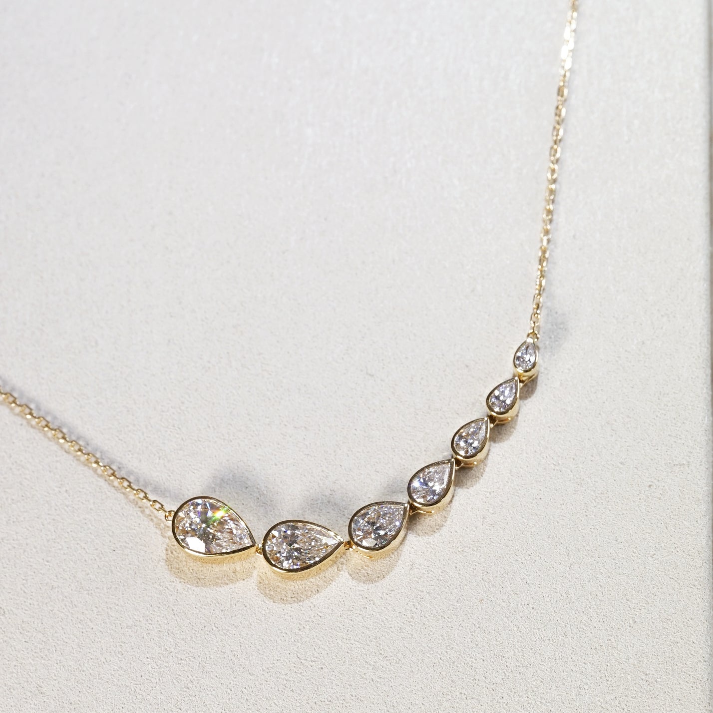 4.10ct Pear-Cut Lab Diamond, 18K Yellow Gold Keanis Signature Necklace