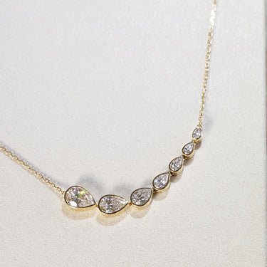 4.10ct Pear-Cut Lab Diamond, 18K Yellow Gold Keanis Signature Necklace