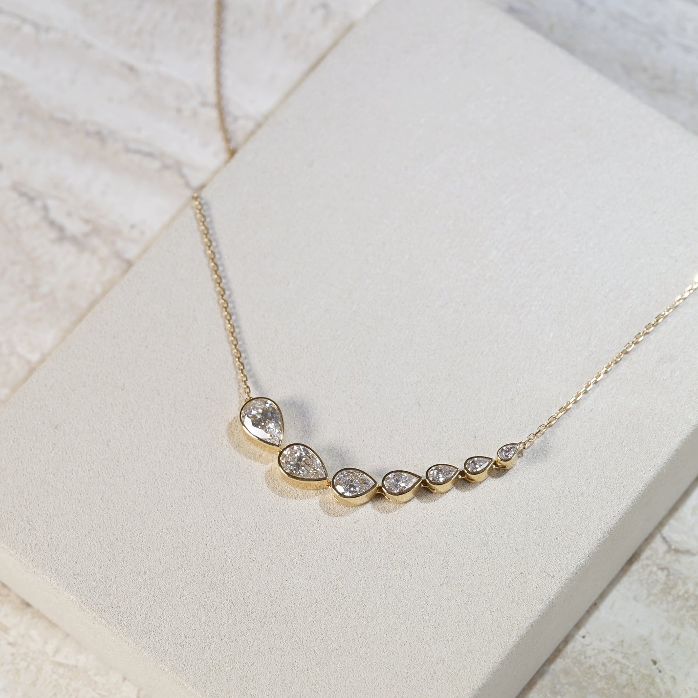 4.10ct Pear-Cut Lab Diamond, 18K Yellow Gold Keanis Signature Necklace