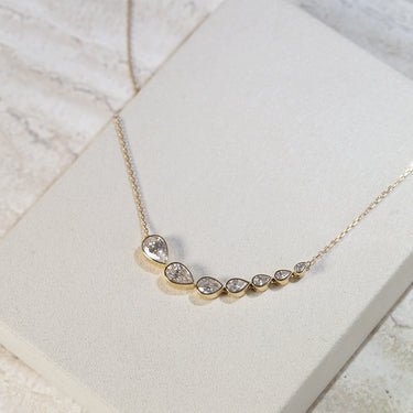 4.10ct Pear-Cut Lab Diamond, 18K Yellow Gold Keanis Signature Necklace