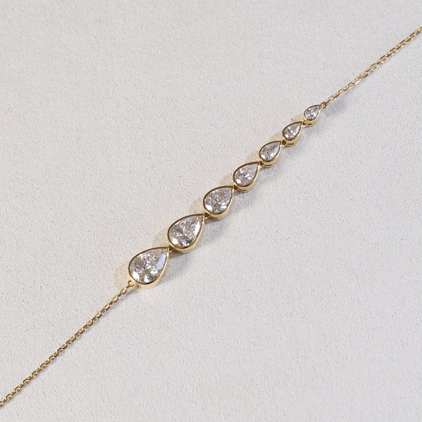 4.10ct Pear-Cut Lab Diamond, 18K Yellow Gold Keanis Signature Necklace