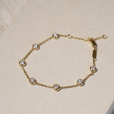 1.11ct Round Lab Diamond, 18K Yellow Gold Bubble Bracelet