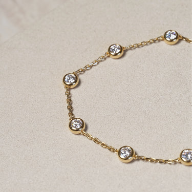 1.11ct Round Lab Diamond, 18K Yellow Gold Bubble Bracelet