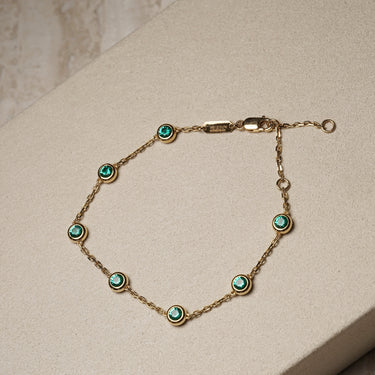 1.01ct Round Emerald, 18K Yellow Gold Bubble Bracelet