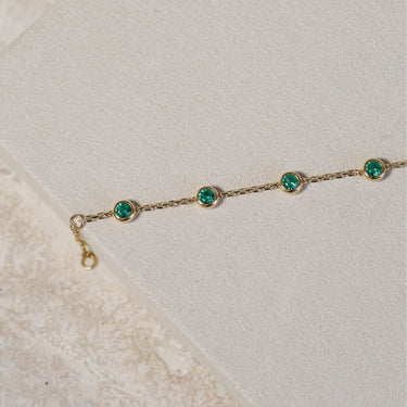 1.01ct Round Emerald, 18K Yellow Gold Bubble Bracelet