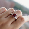 Charlotte, IGI 4.24ct Oval Cut Lab Ruby, PT950 Trilogy Ring