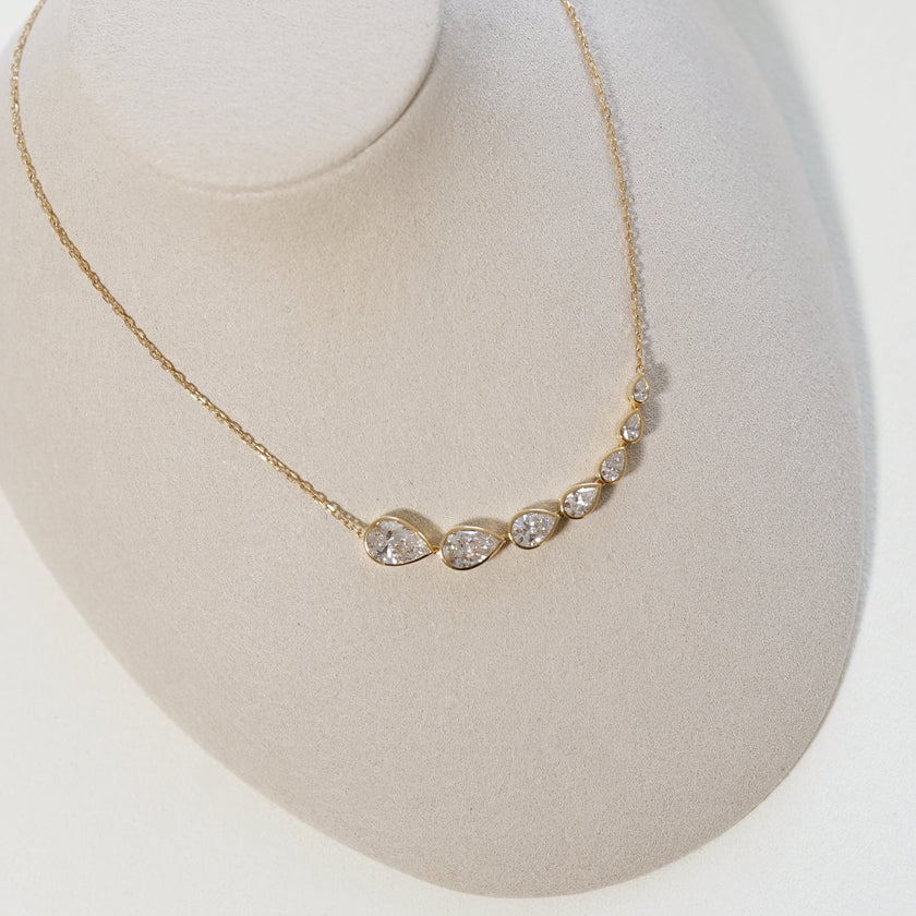 4.10ct Pear-Cut Lab Diamond, 18K Yellow Gold Keanis Signature Necklace