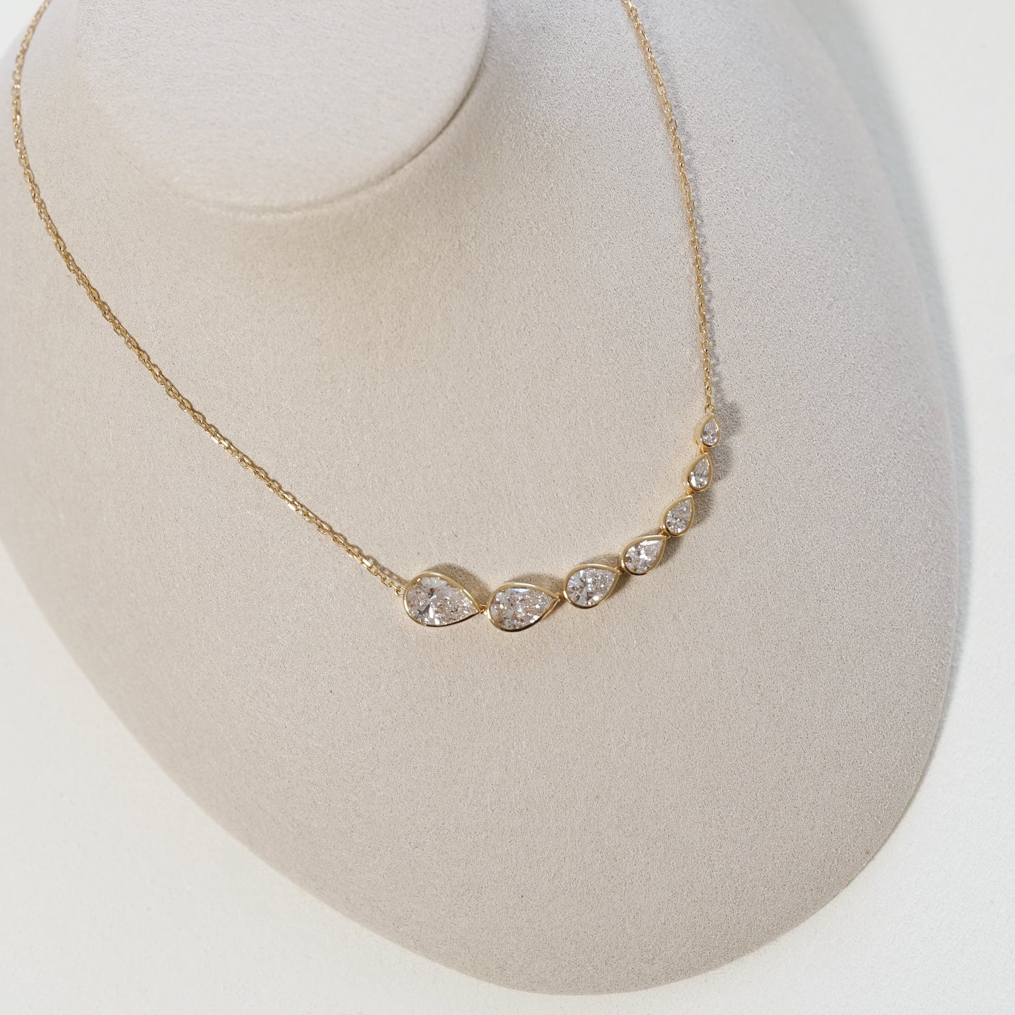 4.10ct Pear-Cut Lab Diamond, 18K Yellow Gold Keanis Signature Necklace