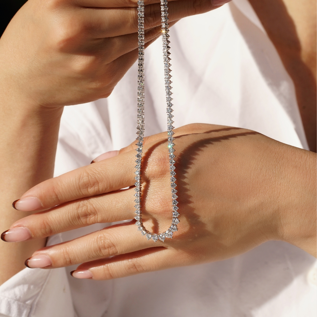 Round Brilliant Diamond Graduated Tennis Necklace