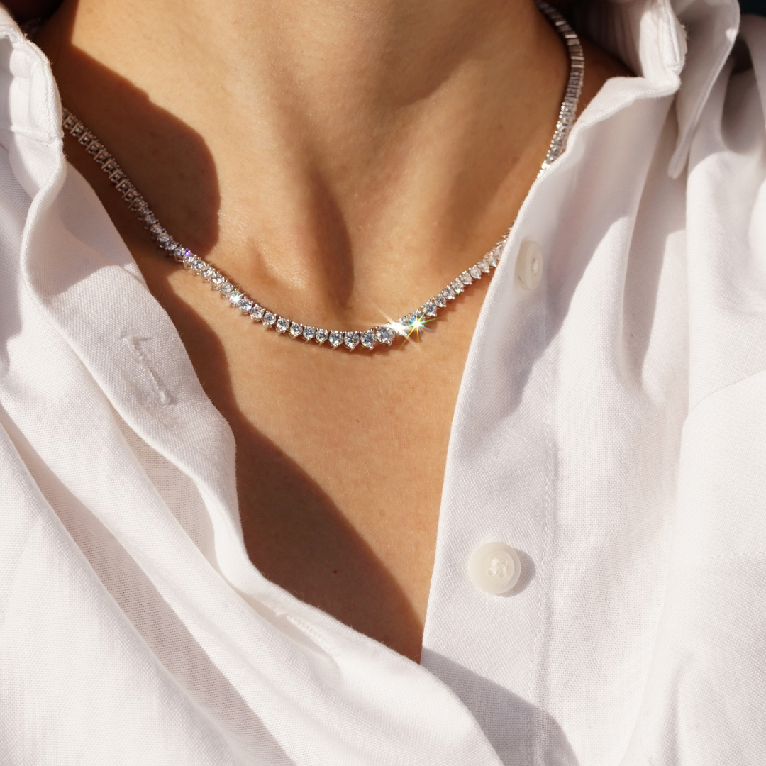Round Brilliant Diamond Graduated Tennis Necklace