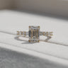 Edith, IGI 2.07ct D VVS2 Emerald Cut Lab Diamond, 18K Yellow Gold Ring with Round & Baguette Pavé