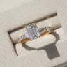 Edith, IGI 2.07ct D VVS2 Emerald Cut Lab Diamond, 18K Yellow Gold Ring with Round & Baguette Pavé