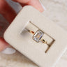 Ellie, IGI 3.08ct Emerald Cut Lab Diamond, 18K Yellow Gold Bezel Solitaire Ring