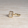 Ellie, IGI 3.08ct Emerald Cut Lab Diamond, 18K Yellow Gold Bezel Solitaire Ring