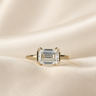 Ellis, IGI 2.06 D VVS2 Emerald Cut Lab Diamond, 18K Yellow Gold Half Bezel Ring