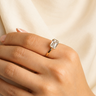 Ellis, IGI 2.06 D VVS2 Emerald Cut Lab Diamond, 18K Yellow Gold Half Bezel Ring