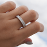 3.18ct Emerald Cut Lab Diamond, PT950 Half Eternity Ring
