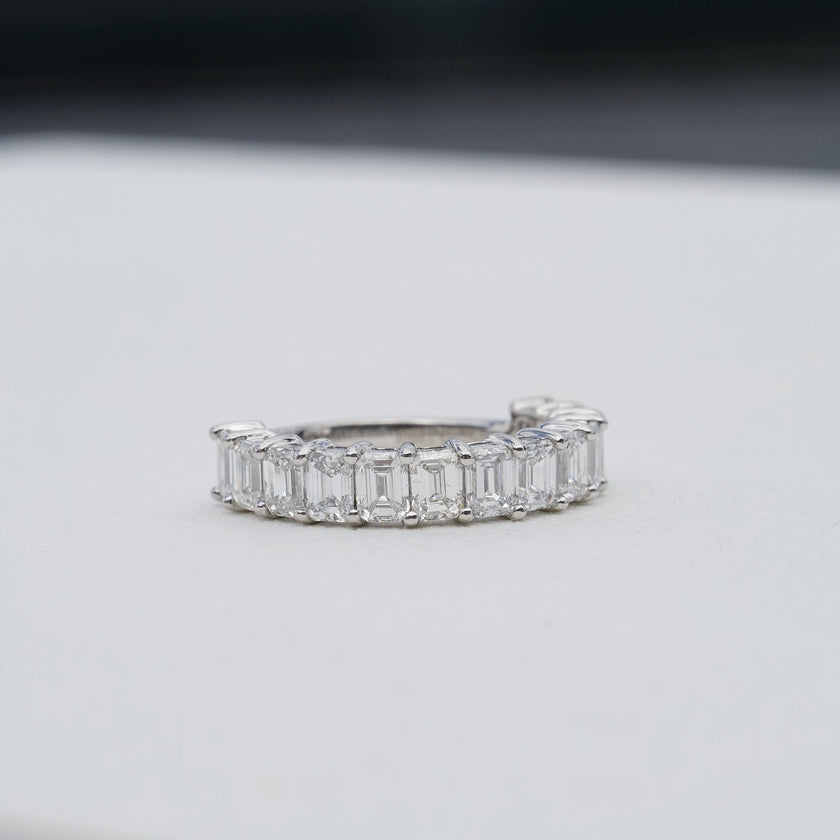 3.18ct Emerald Cut Lab Diamond, PT950 Half Eternity Ring