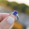 Nova, IGI 3.19ct Oval Cut Lab Sapphire, PT950 Cluster Ring