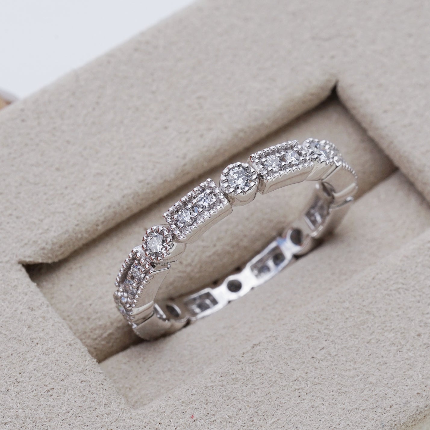 Heritage, 0.38ct Lab Diamond, PT950 Art Deco Milgrain Diamond Wedding Ring