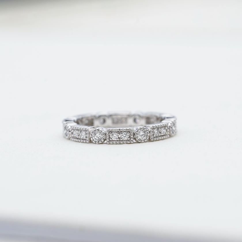 Heritage, 0.38ct Lab Diamond, PT950 Art Deco Milgrain Diamond Wedding Ring